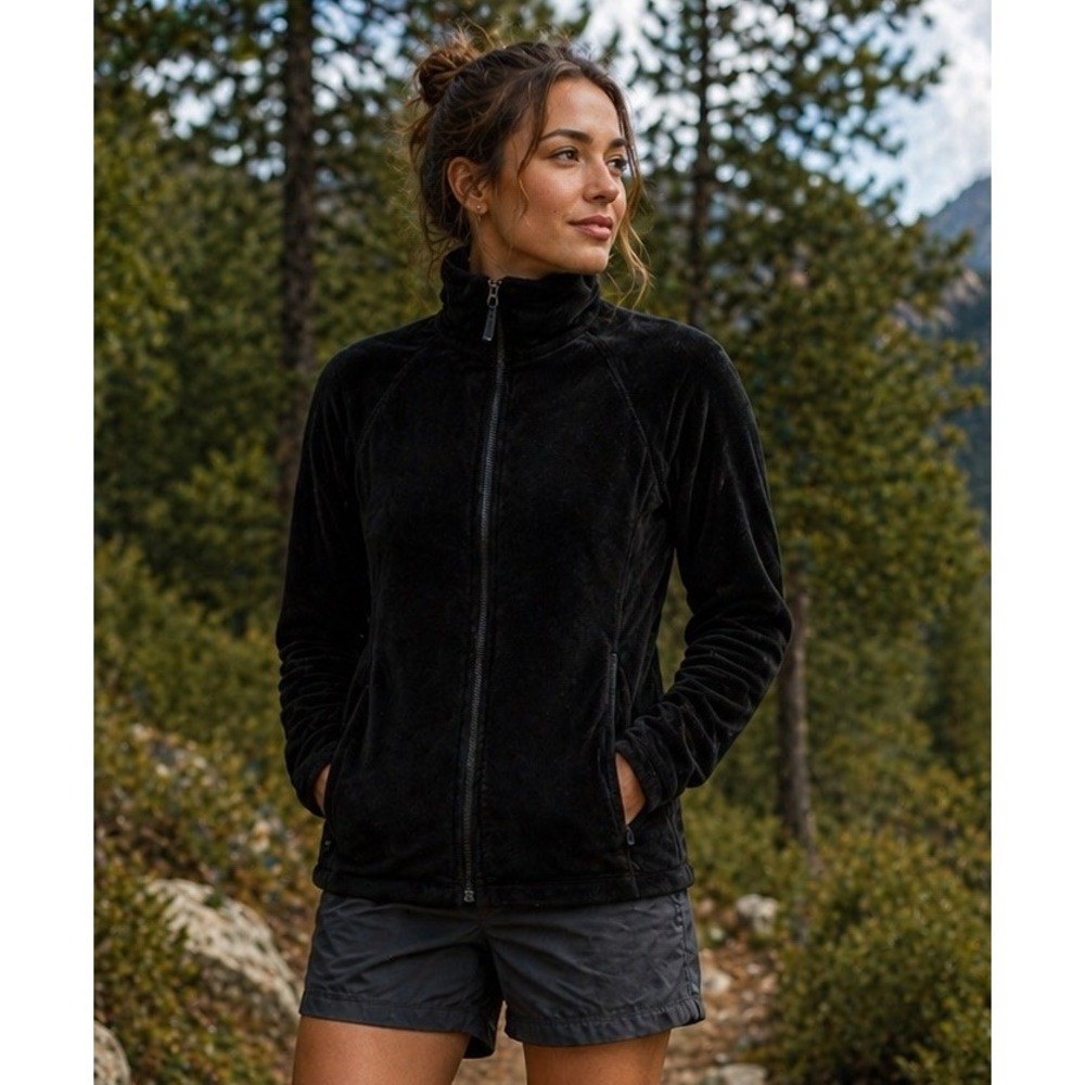 Athleta Cloud Fleece Jacket Full Zip Black Size Medium Plush Hiking Gorpcore